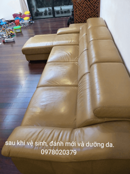 Ghế sofa sau khi sử dụng dịch vụ làm sạch tại Nhà Sạch Thủ Đô